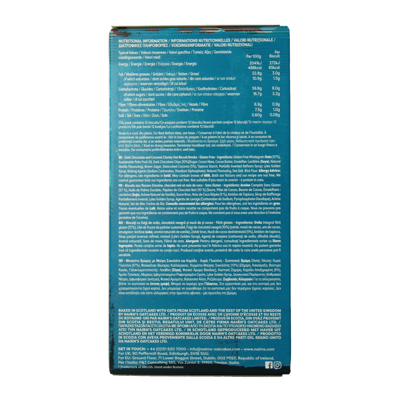 Nairns Biscuit breaks pure chocolade & kokos 160 Gram