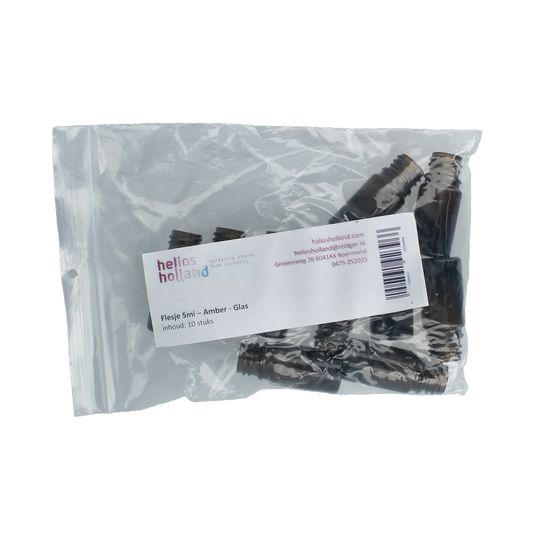Helios Holland Flesje glas 5ml amber 10 Stuks