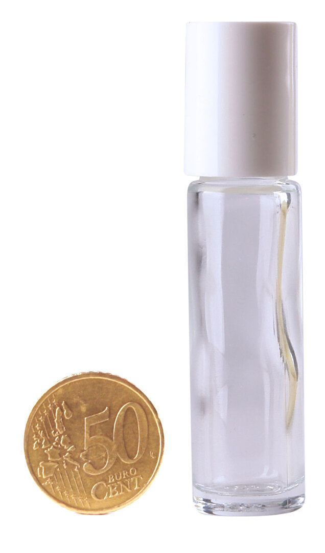 Helios Holland Rollerflesje helder glas 10ml incl witte dop 5 Stuks