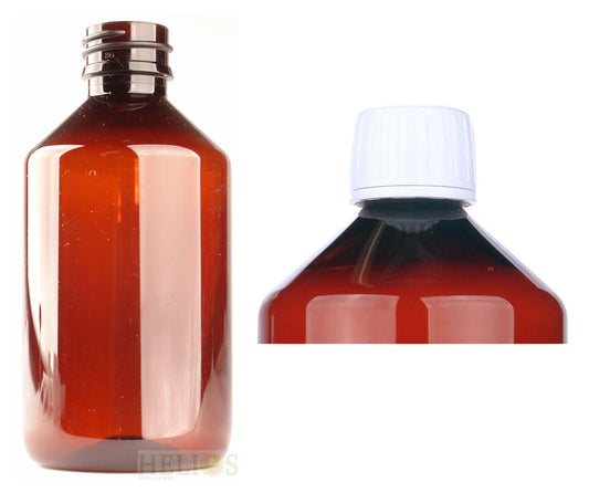 Helios Holland PET medicijnfles 250ml amber incl witte dop 15 Stuks