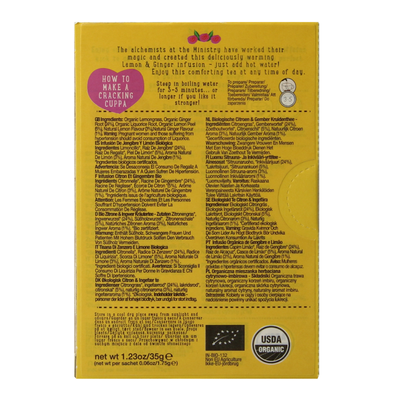 Ministry Of Tea Lemon & ginger bio 20 Zakjes
