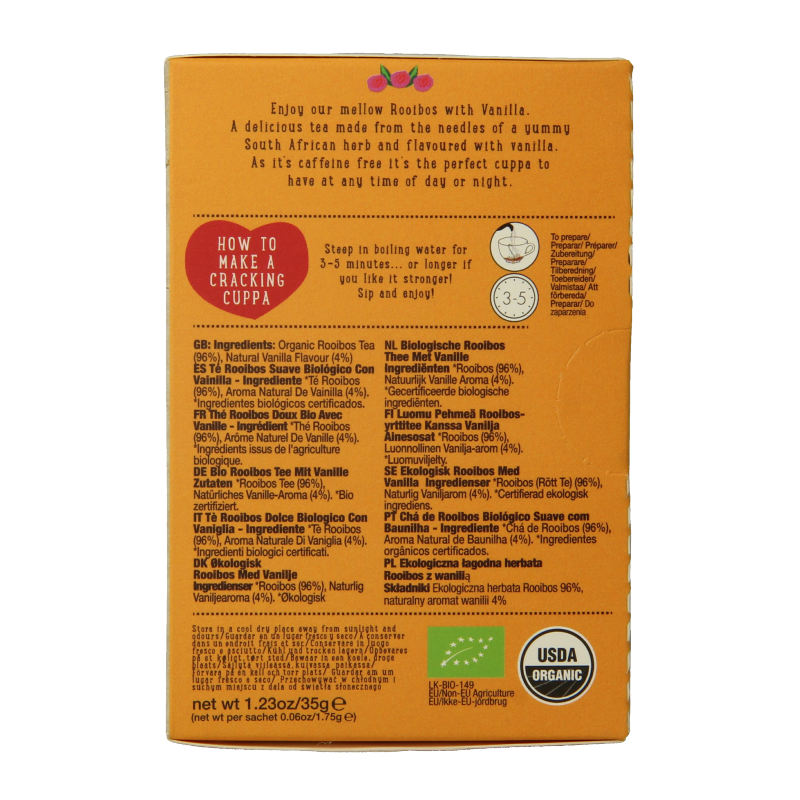 Ministry Of Tea Mellow vanilla rooibos bio 20 Zakjes