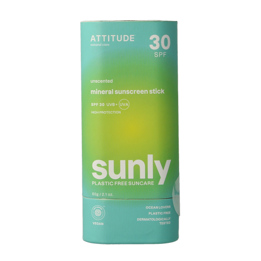 Attitude Sunly zonnebrandstick SPF30 parfumvrij 60.00 Gram