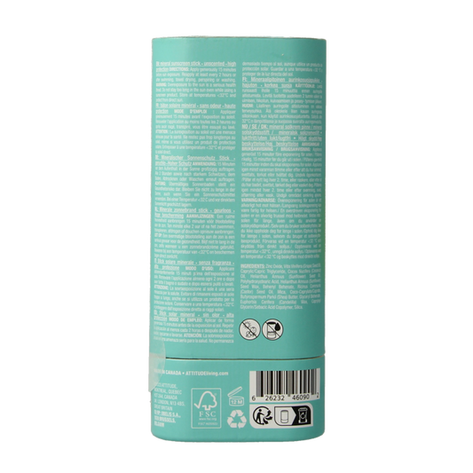 Attitude Sunly zonnebrandstick SPF30 parfumvrij 60 Gram