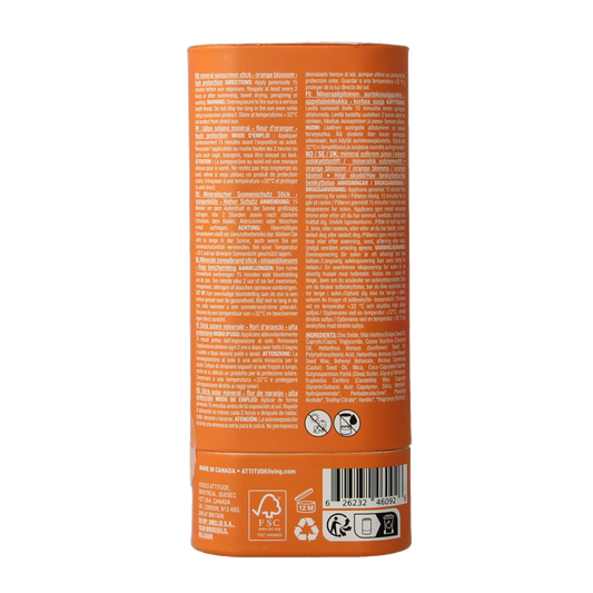 Attitude Sunly zonnebrandstick SPF30 oranjebloesem 60.00 Gram