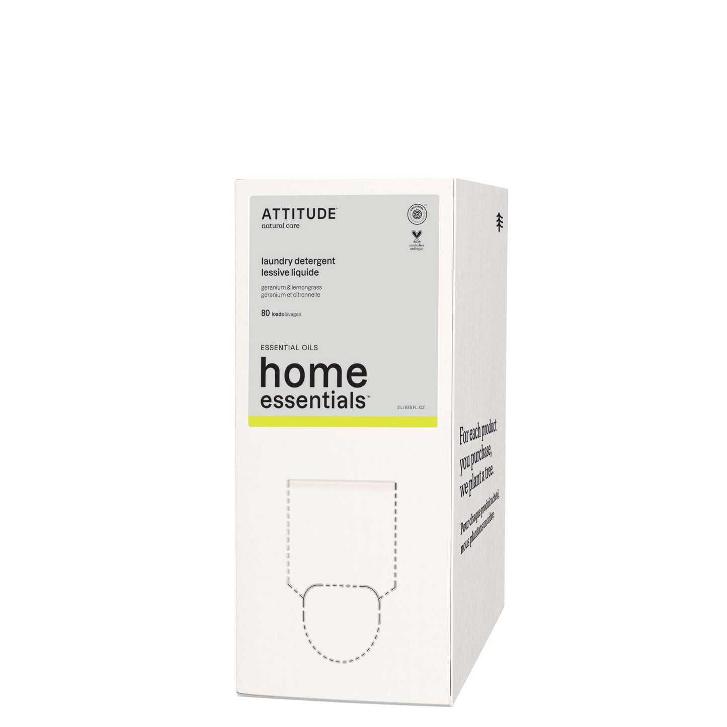 Attitude Wasmiddel geranium & citroengras refill 2 Liter