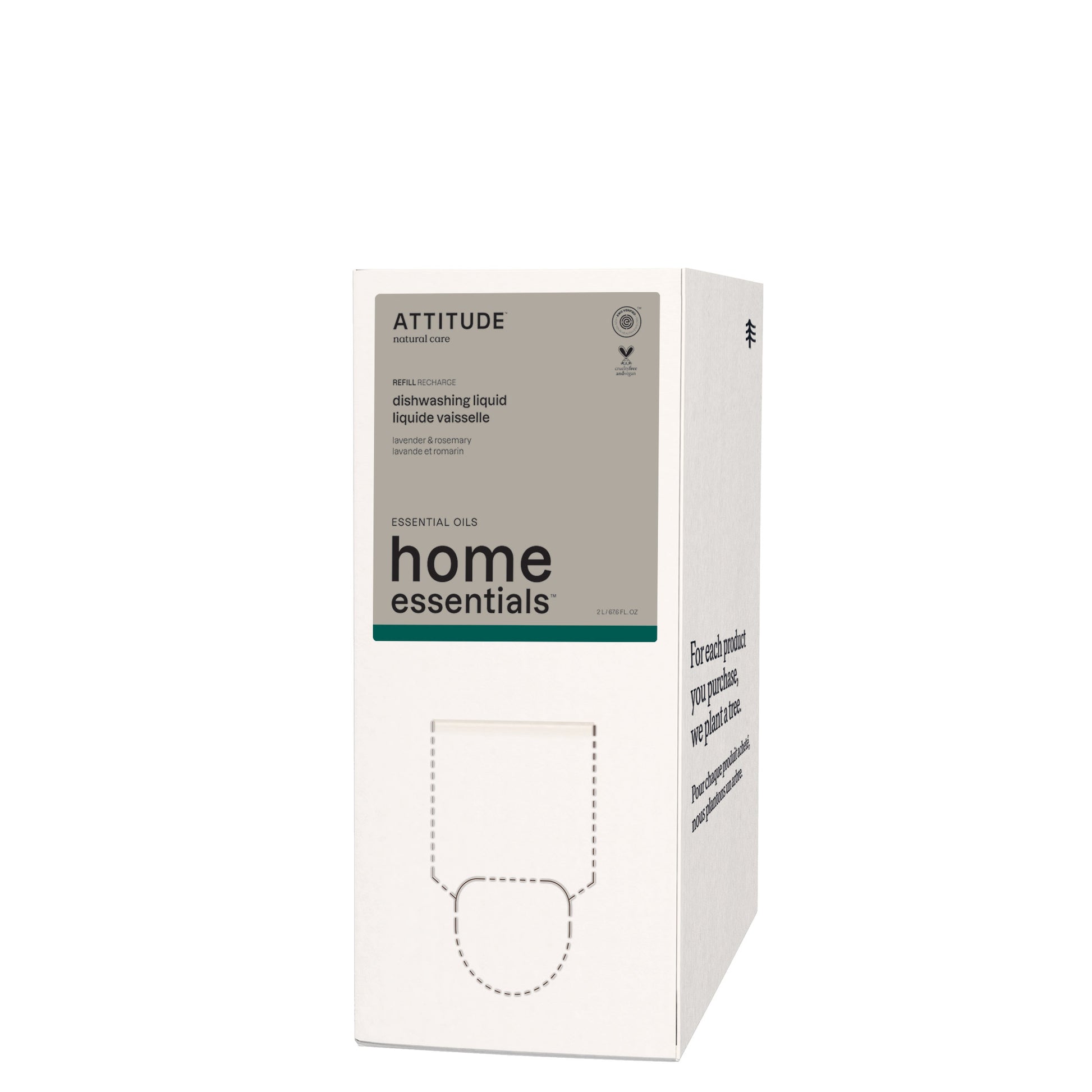 Attitude Afwasmiddel lavendel & rozemarijn refill 2 Liter