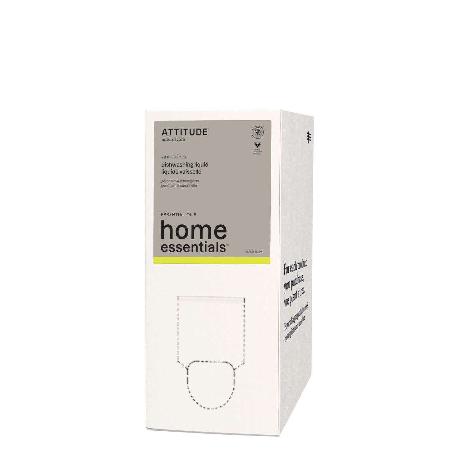 Attitude Afwasmiddel geranium & citroengras refill 2 Liter