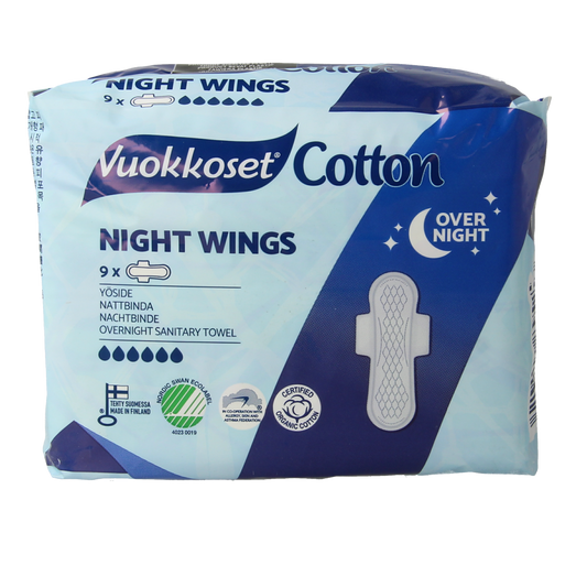 Vuokkoset Maandverband nacht wings organisch katoen 9.00 Stuks