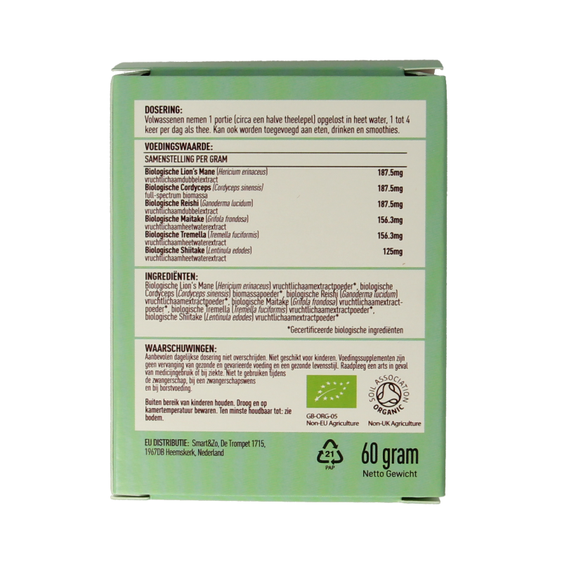 Mushrooms for Life Myco synergy poeder bio 60 Gram