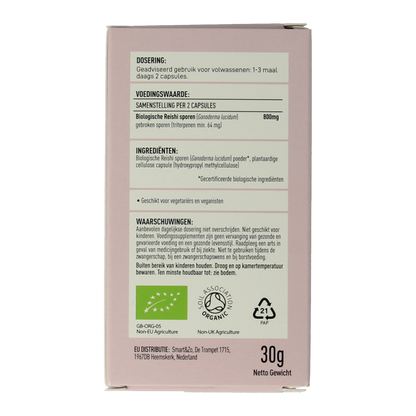 Mushrooms for Life Reishi spore paddenstoel bio 60.00 Capsules