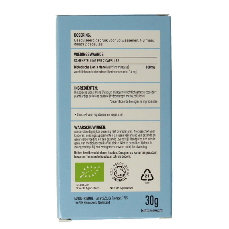 Mushrooms for Life Lion's mane bio 60 Capsules