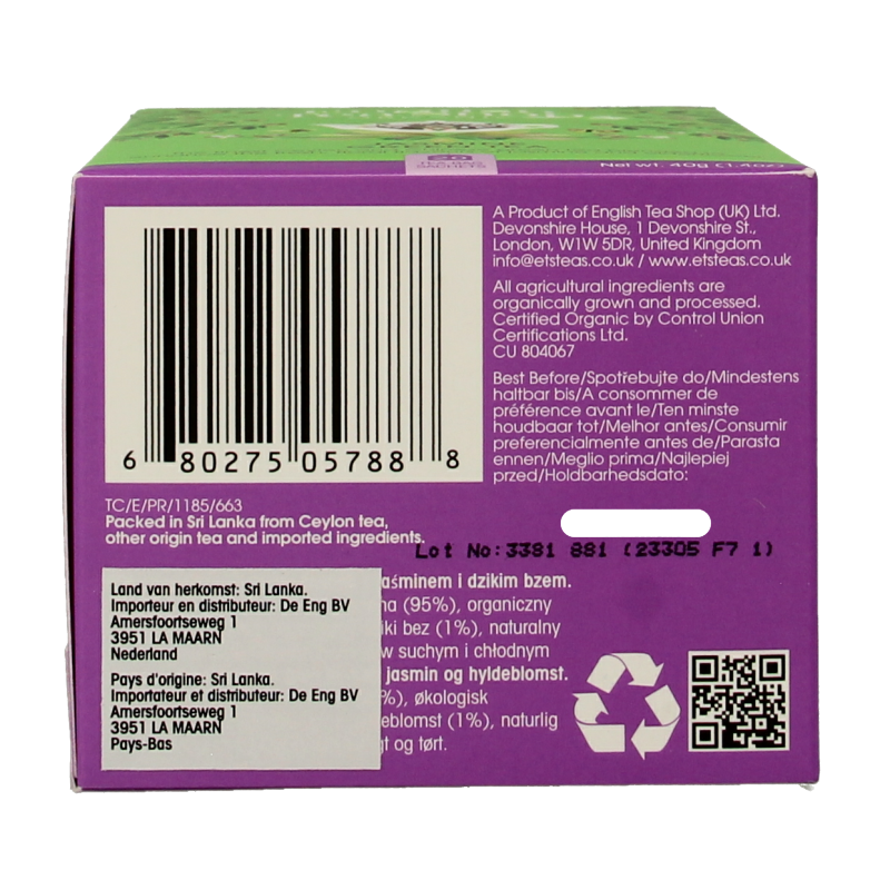 English Tea Shop Jasmin green tea bio 20 Zakjes