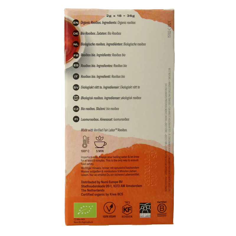 Numi Rooibos bio 18 Zakjes