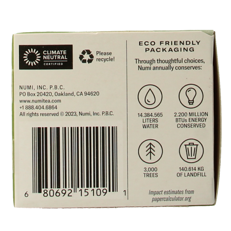 Numi Green tea gunpowder bio 18 Zakjes
