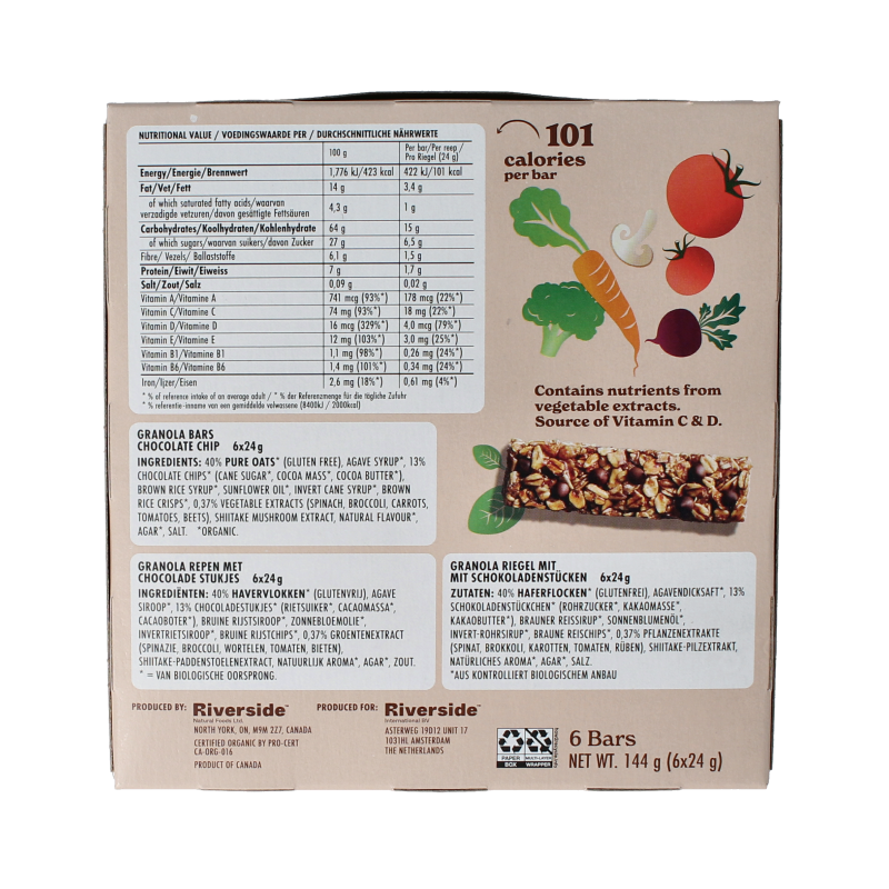 Made Good Granola bar chocolate chip 24 gram bio 6 Stuks