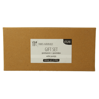 Yours Naturally Giftset 2 geurkaars&1x geurstokjes witte jasmijn 1 Set