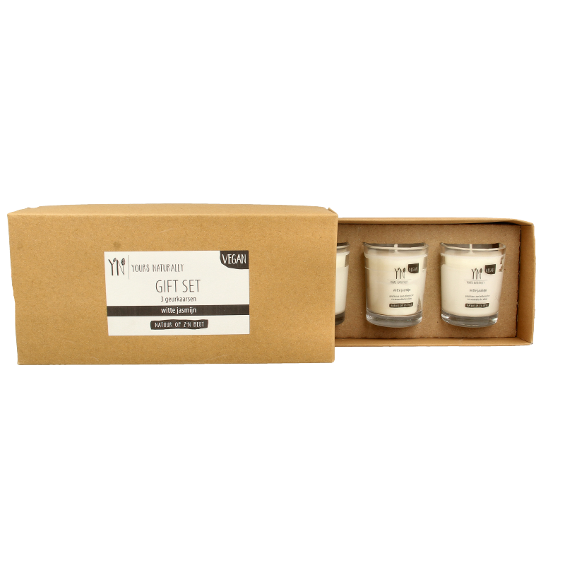 Yours Naturally Giftset 3 votive geurkaarsen witte jasmijn 1 Set