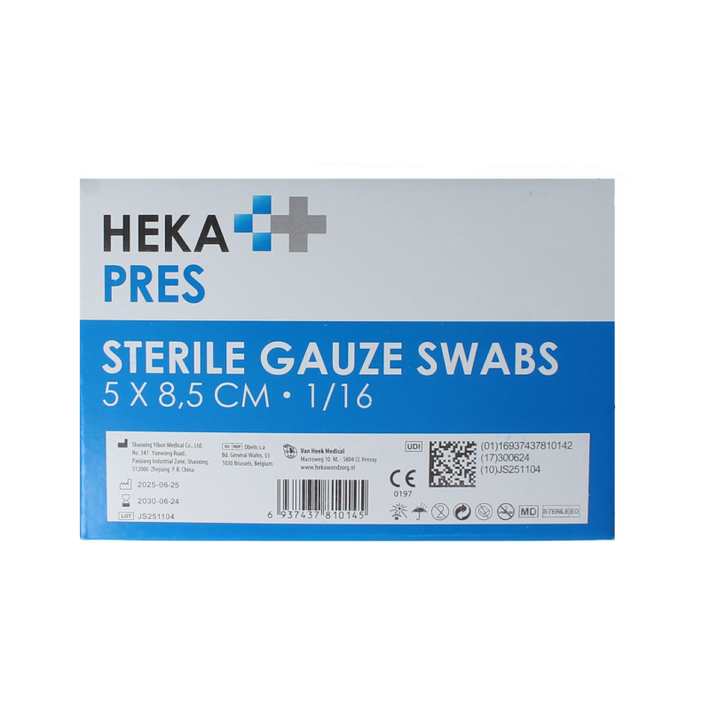 Hekapres Hydrofiel gaaskompres 5x8.5cm 100 Stuks