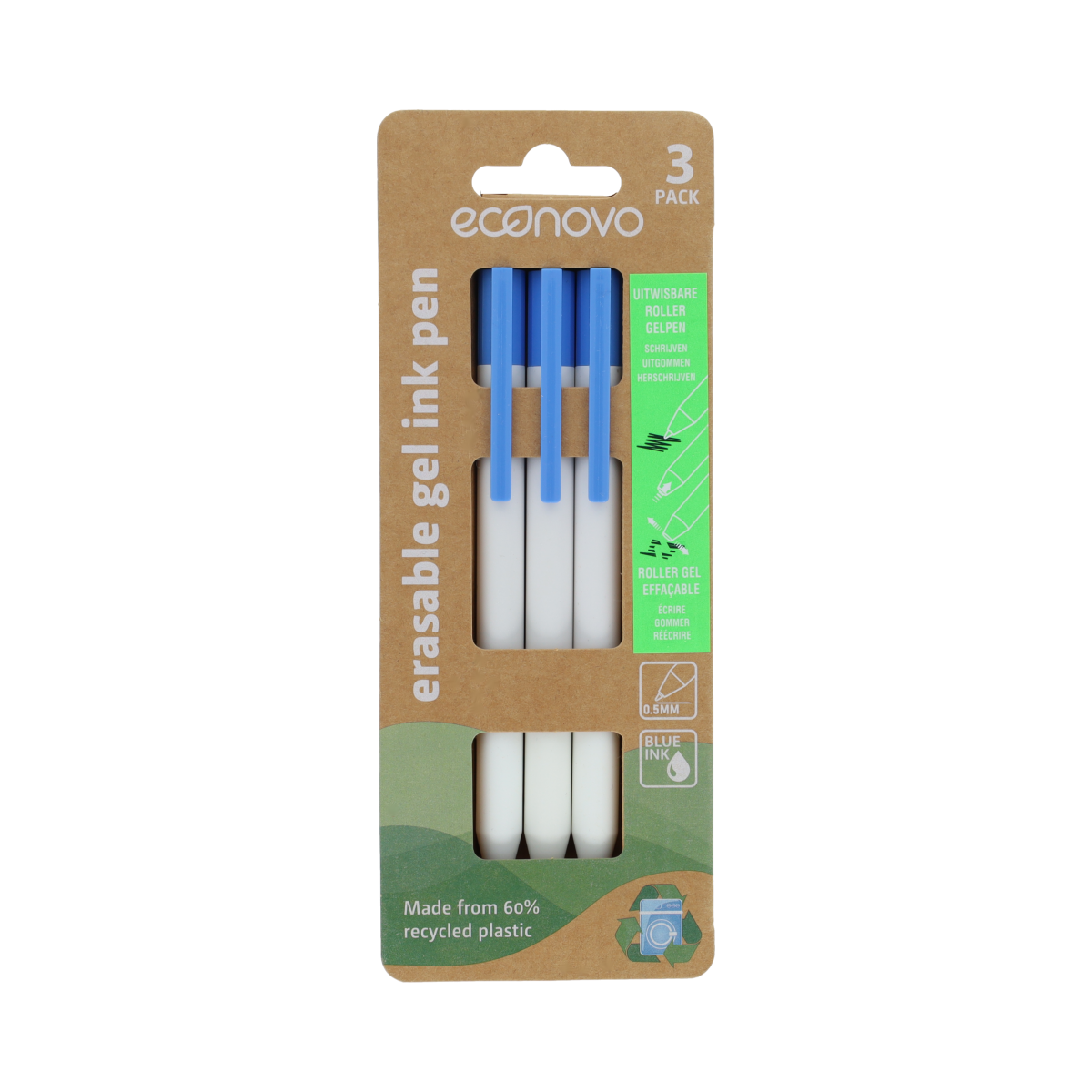 Econovo Gelpennen uitwisbaar blauw 3.00 Stuks