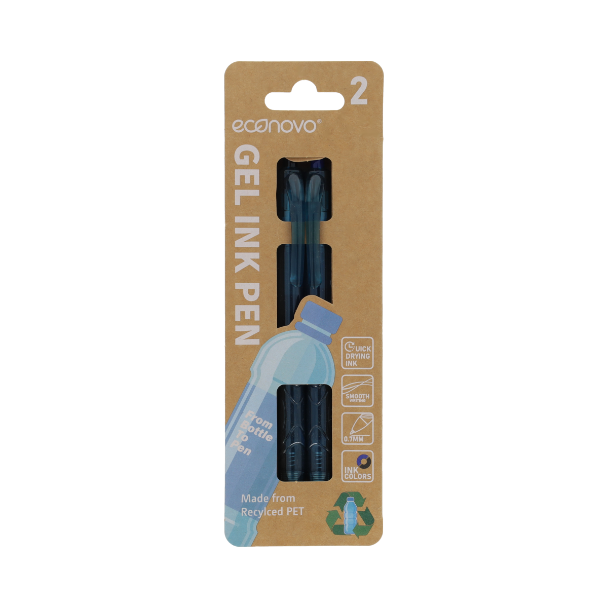 Econovo Gelpennen 0,7mm blauw/zwart 2.00 Stuks