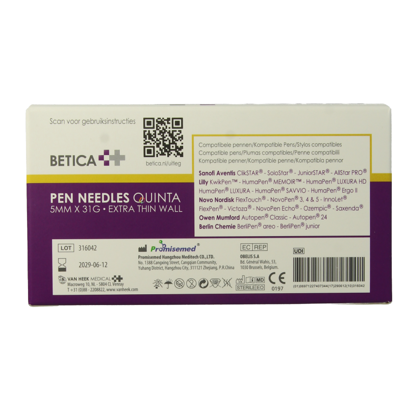 Betica Pennaalden Quinta steriel 5mmx31g 100 Stuks