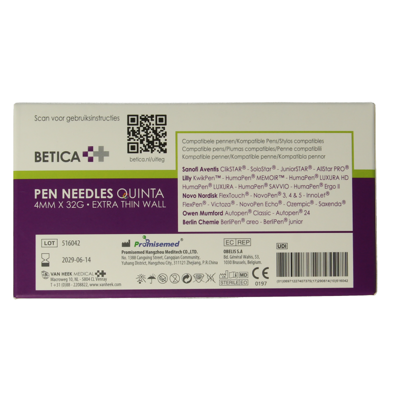 Betica Pennaalden Quinta steriel 4mmx32g 100 Stuks