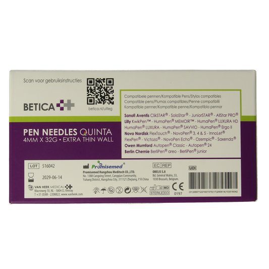 Betica Pennaalden Quinta steriel 4mmx32g 100.00 Stuks