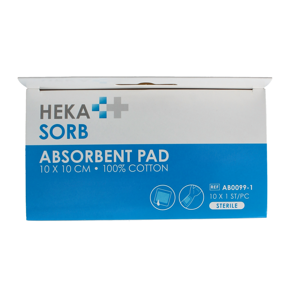 Hekasorb Absorberend verband 10x10cm steriel 10.00 Stuks