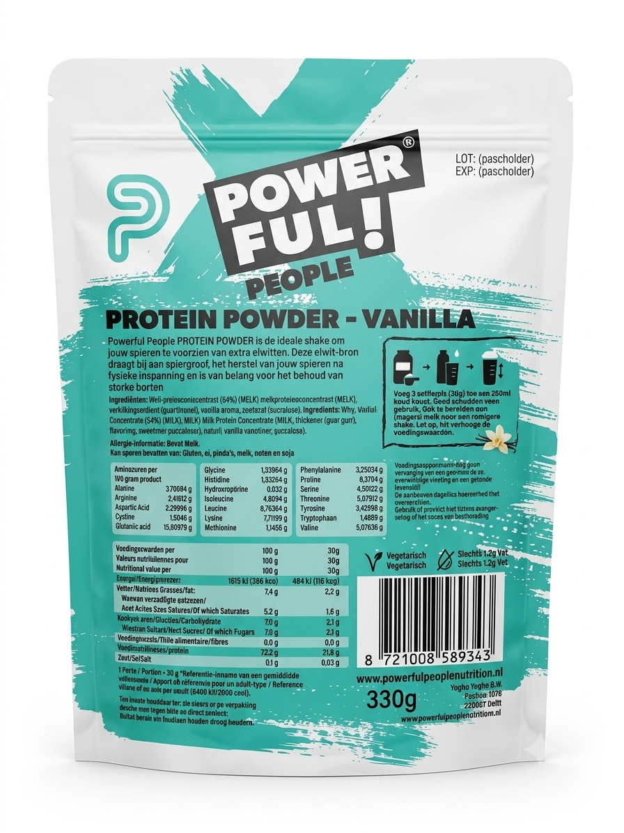 Powerful People  Powerful People Proteïnepoeder Vanille 330.00 Gram