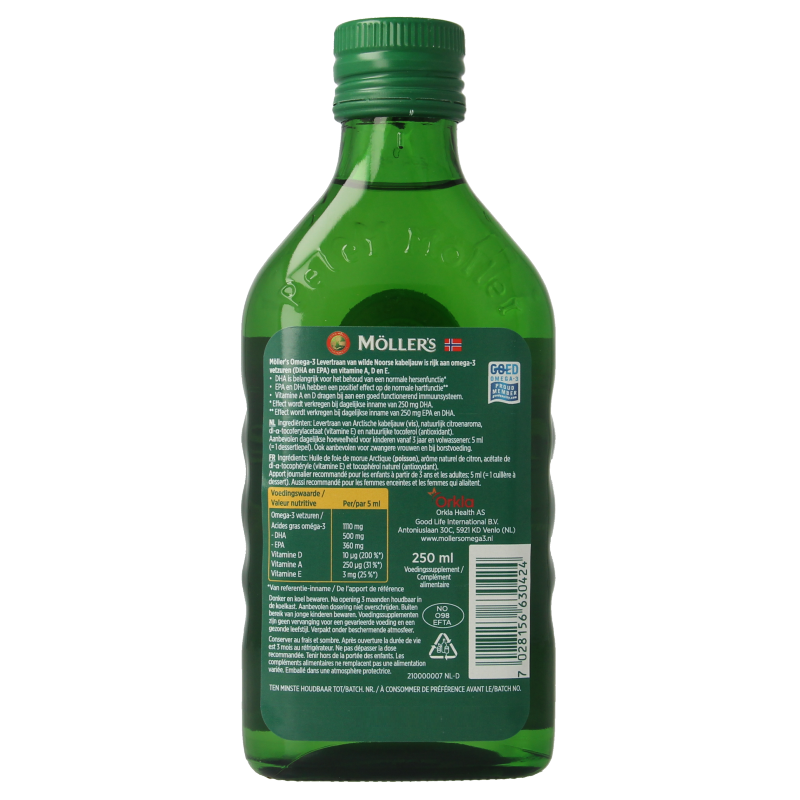 Mollers Omega-3 levertraan citroen 250 Milliliter