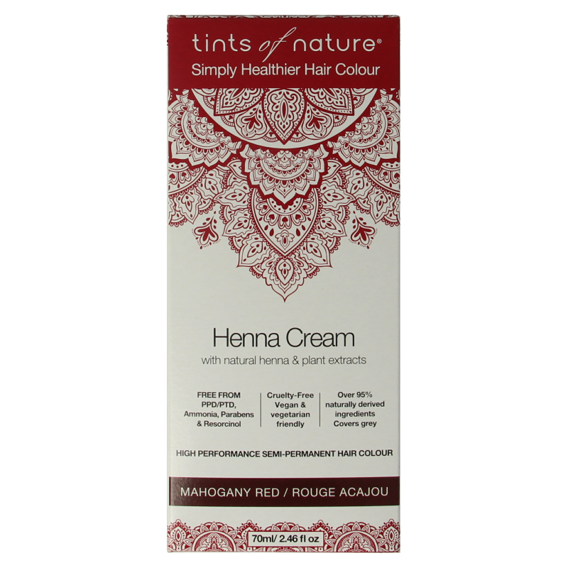 Tints Of Nature Henna cream mahogany red semi permanent 70 Milliliter
