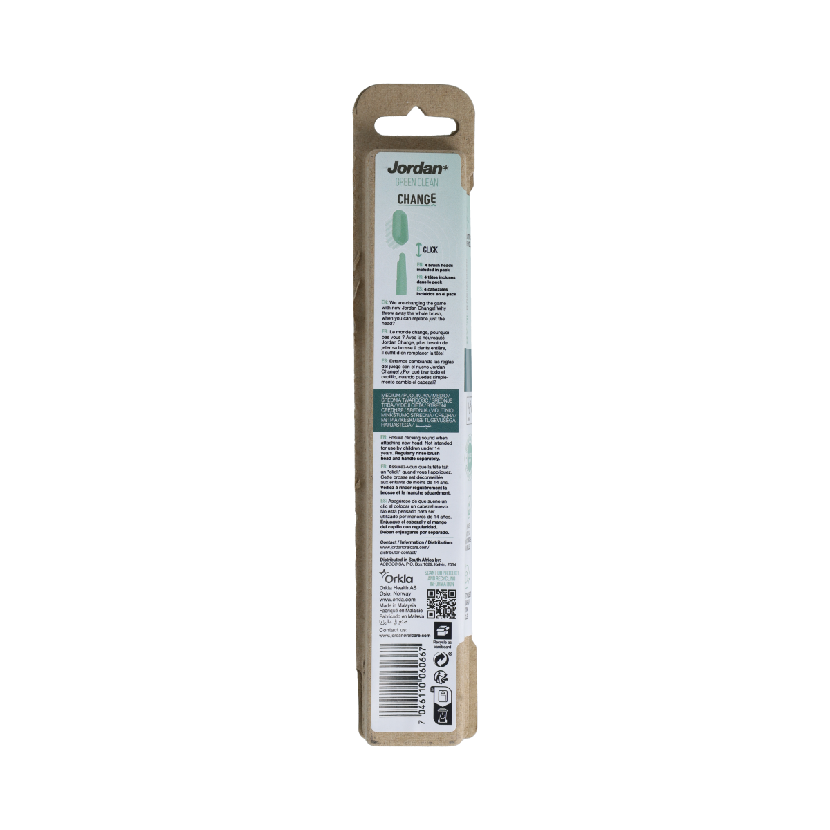 Jordan Tandenborstel Green Clean Change Medium 4-pack 4.00 Stuks
