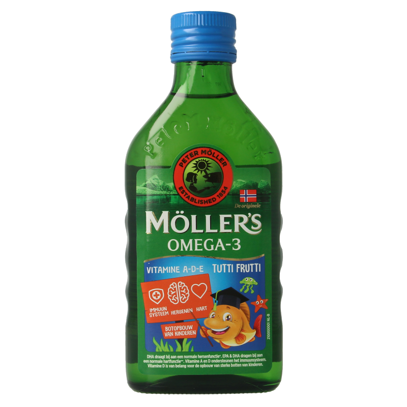 Mollers Omega-3 levertraan tutti frutti 250 Milliliter