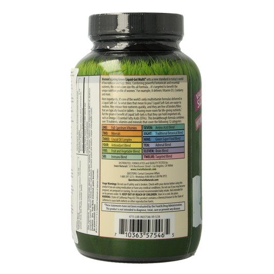 Irwin Naturals Living green liquid gel multi for women 120 Softgels