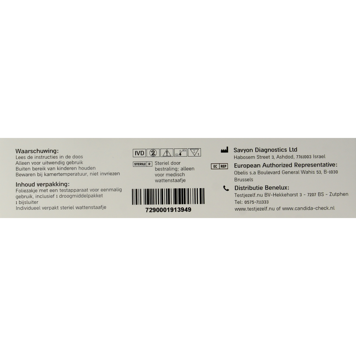 Savyon Diagnosti Savycheck candida zelftest 1.00 Stuks
