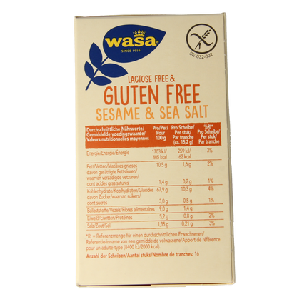 Wasa Knackebrod met sesam en zeezout glutenvrij 240.00 Gram