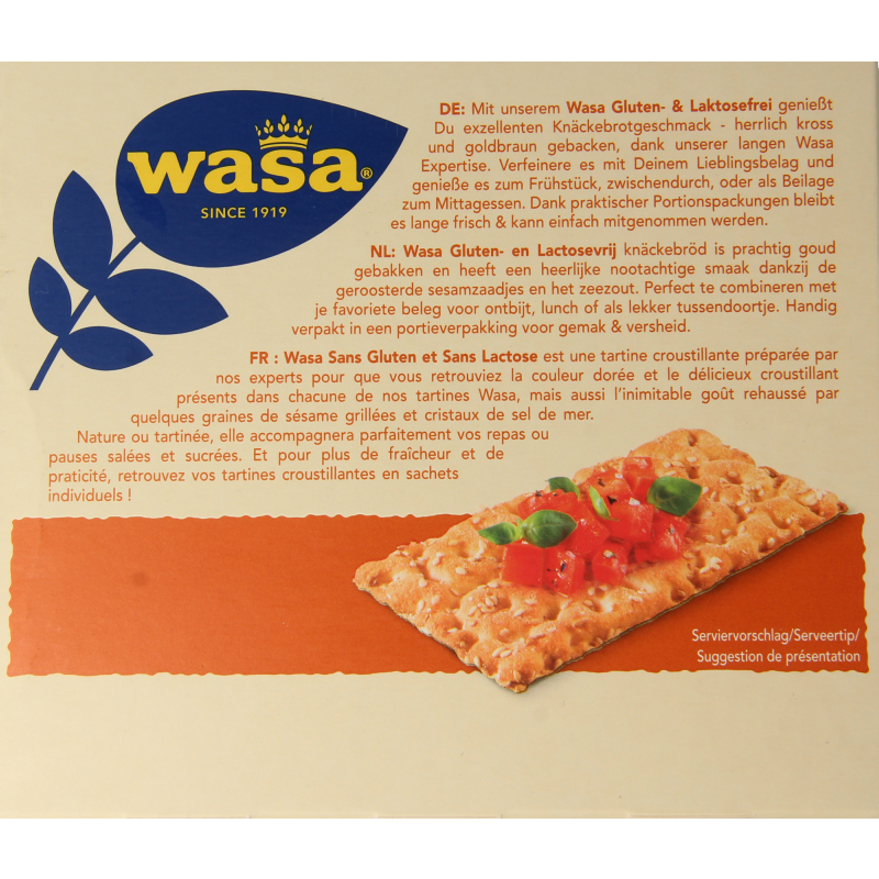 Wasa Knackebrod met sesam en zeezout glutenvrij 240 Gram