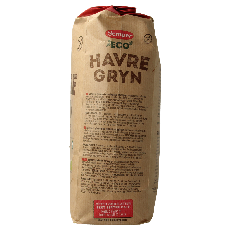 Semper Havermout vlokken glutenvrij bio 1 Kilogram