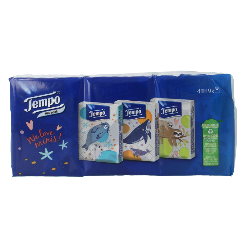 Tempo Tempo zakdoekje mini 4 laags 9 Stuks
