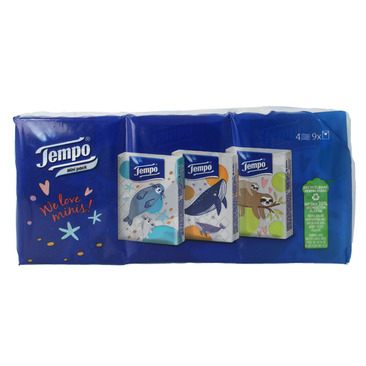 Tempo Tempo zakdoekje mini 4 laags 9 Stuks