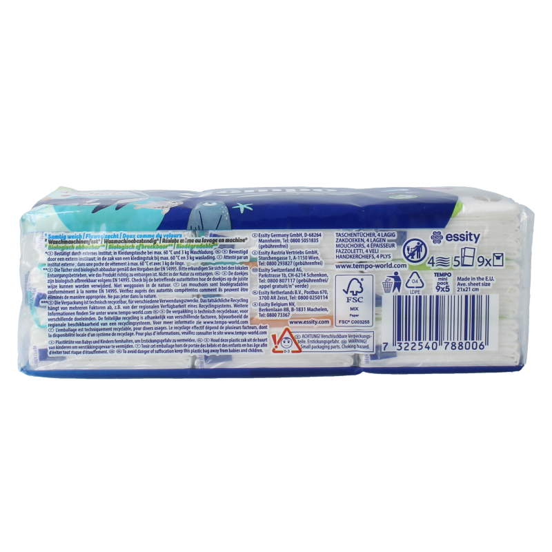 Tempo Tempo zakdoekje mini 4 laags 9 Stuks