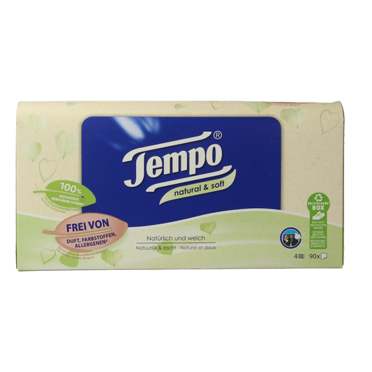 Tempo Tissue box natural & soft 4-laags 90 Stuks