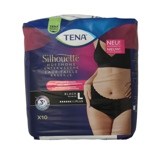 Tena Silhouette plus low waist zwart L 10 Stuks
