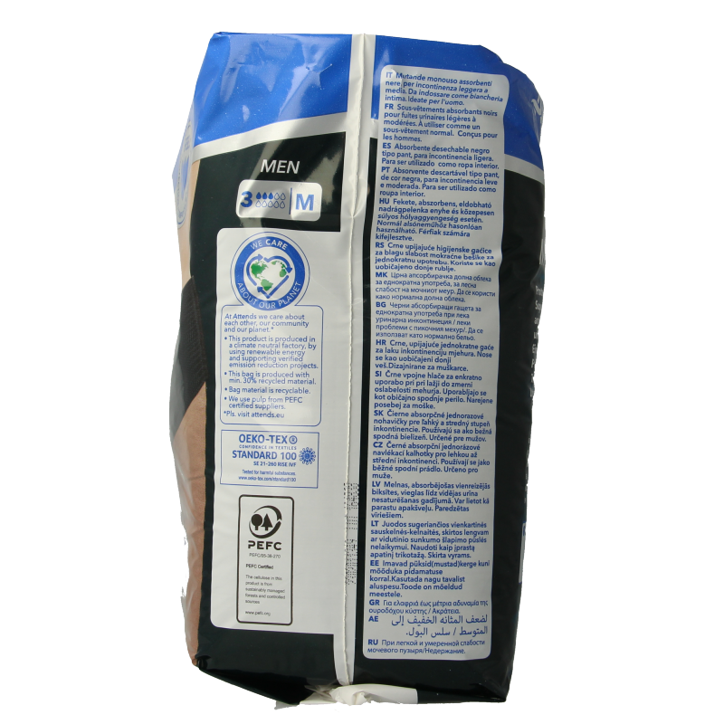 Attends Men discreet underwear zwart maat M 10 Stuks