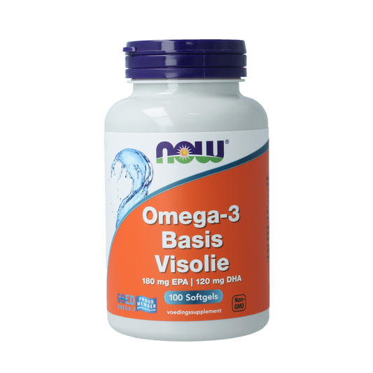 NOW Omega-3 Basis visolie 180mg EPA 120mg DHA 100 Softgels