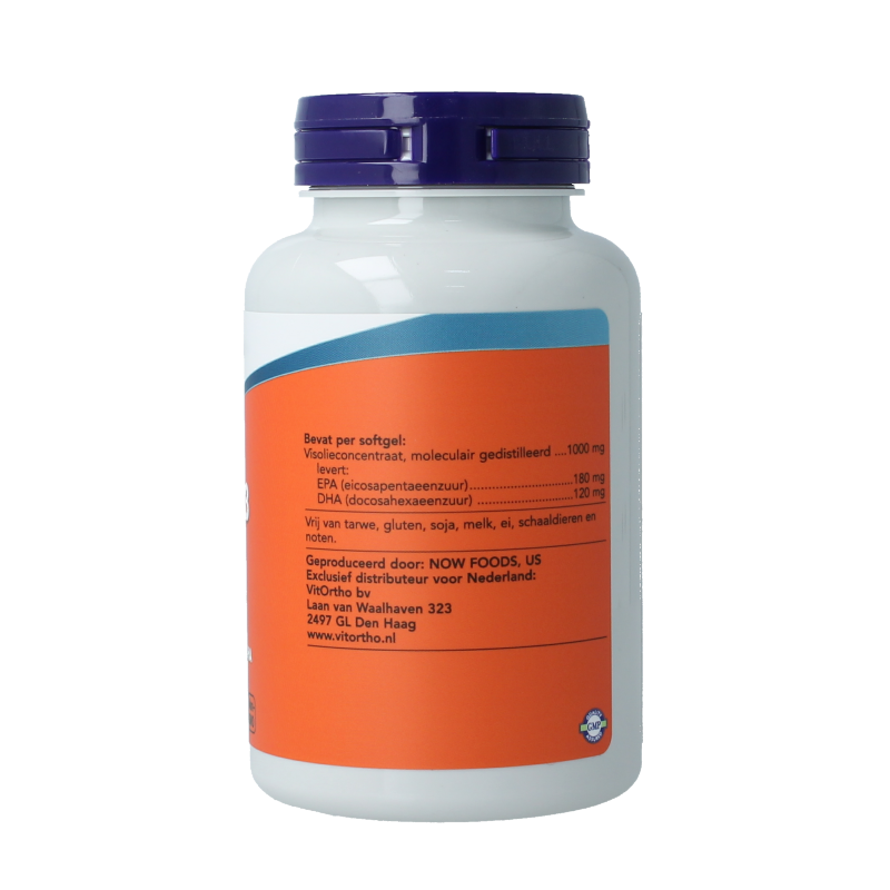 NOW Omega-3 Basis visolie 180mg EPA 120mg DHA 100 Softgels