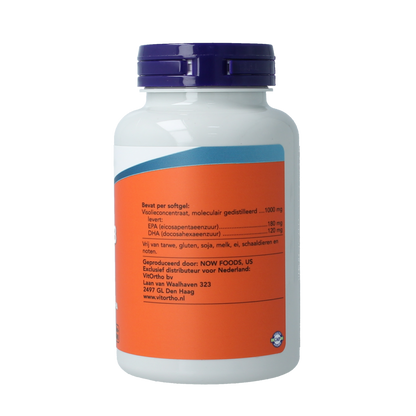 NOW Omega-3 Basis visolie 180mg EPA 120mg DHA 100.00 Softgels