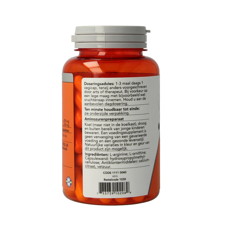 NOW Arginine & ornithine 500 / 250mg 100 Vegetarische capsules