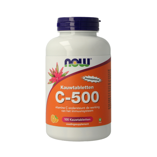 NOW C-500 kauwtabletten sinaasappelsmaak 100 Kauwtabletten